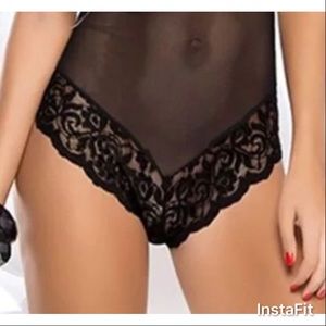 Fun and Flirty Stretch Mesh and Lace Peek-A-Boo Teddy main image 1